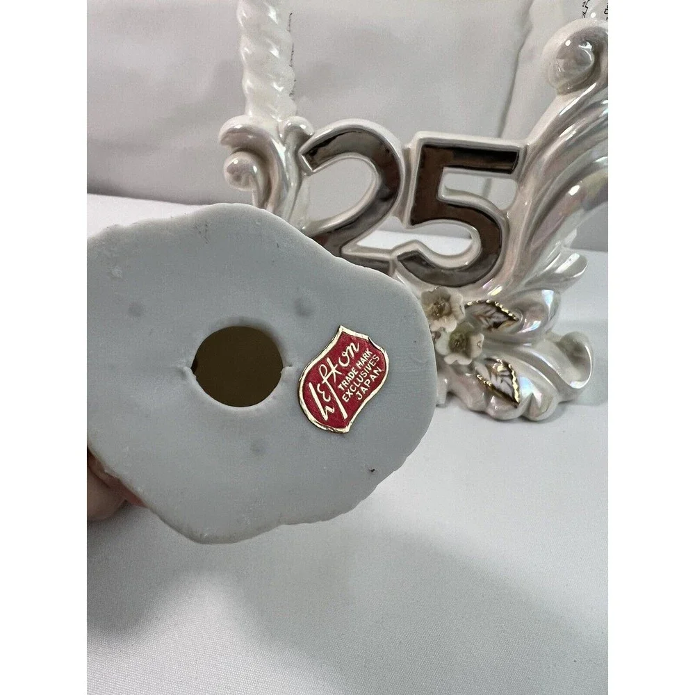 Norcrest Golden Dogwood 25th Anniversary Candle Holder W/2 Candle Lefton Figurin
